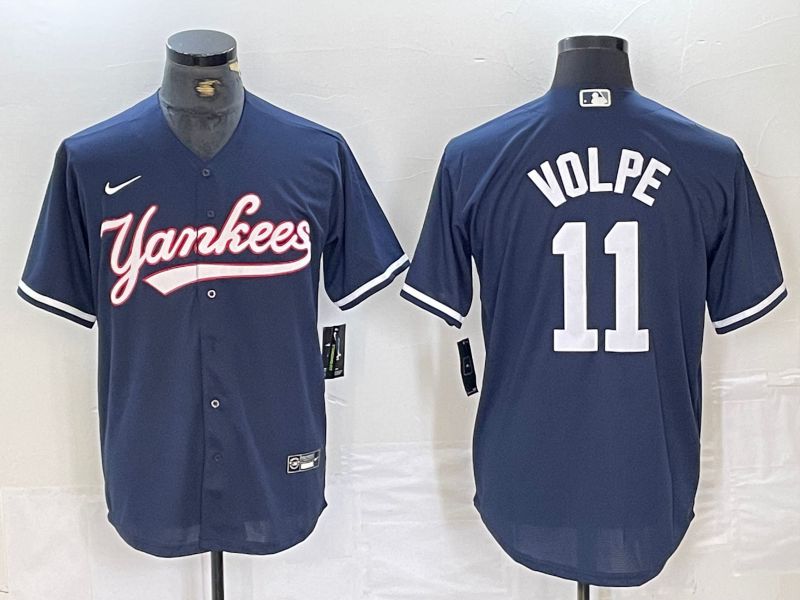 Men New York Yankees #11 Volpe Dark blue Second generation joint name Nike 2024 MLB Jersey style 1->new york yankees->MLB Jersey